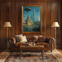 Futuristic Metropolis Blending Past and Future Sci-Fi Poster PosterGoat
