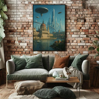 Futuristic Metropolis Blending Past and Future Sci-Fi Poster PosterGoat