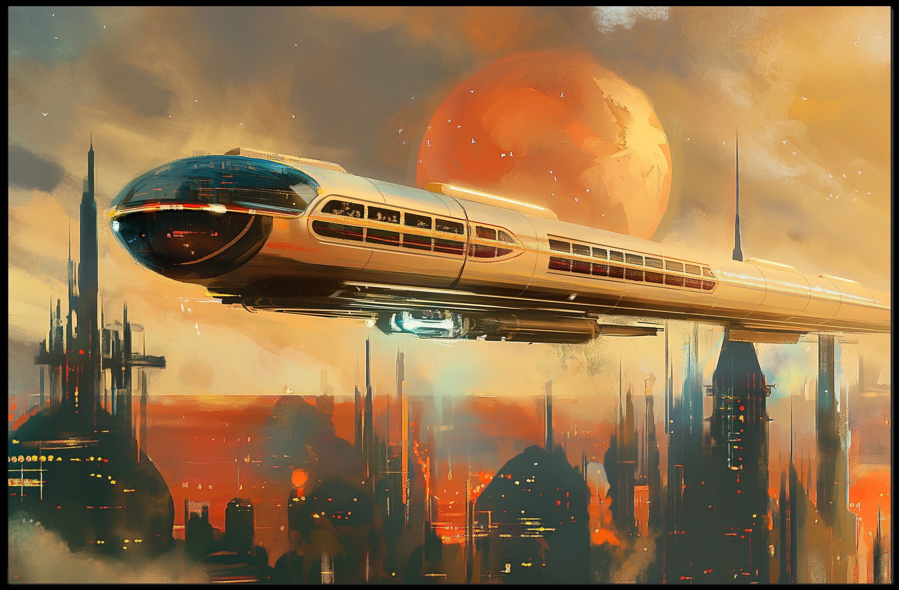 Futuristic Metropolis Monorail in Sci-Fi Poster PosterGoat