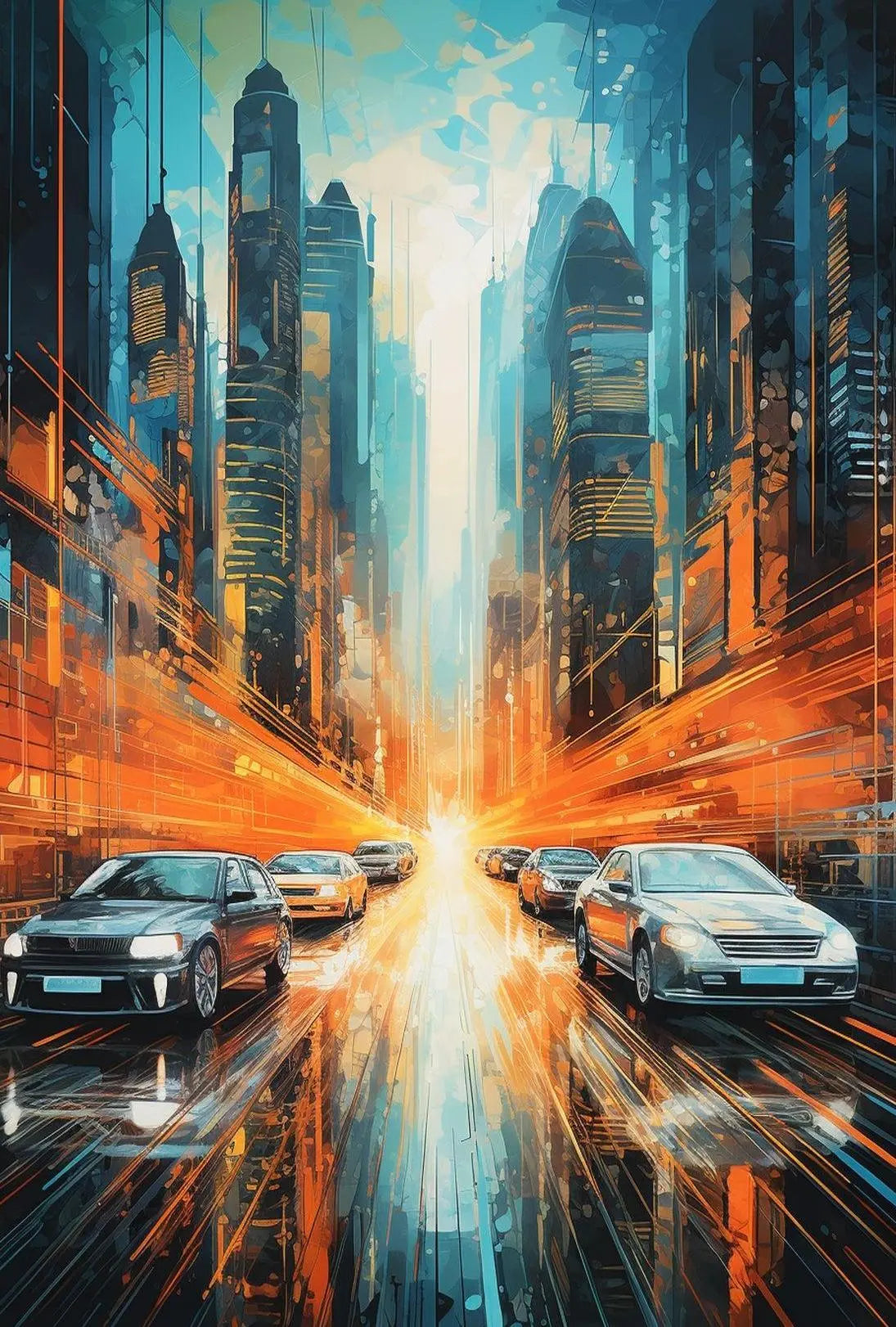 Futuristic Metropolis Vibrant Cityscape Art Sci-Fi Poster PosterGoat