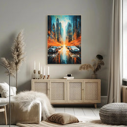 Futuristic Metropolis Vibrant Cityscape Art Sci-Fi Poster PosterGoat