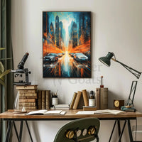 Futuristic Metropolis Vibrant Cityscape Art Sci-Fi Poster PosterGoat