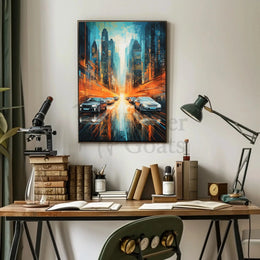 Futuristic Metropolis Vibrant Cityscape Art Sci-Fi Poster PosterGoat