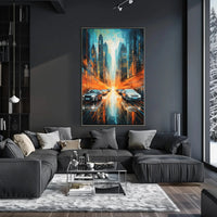 Futuristic Metropolis Vibrant Cityscape Art Sci-Fi Poster PosterGoat