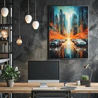Futuristic Metropolis Vibrant Cityscape Art Sci-Fi Poster PosterGoat