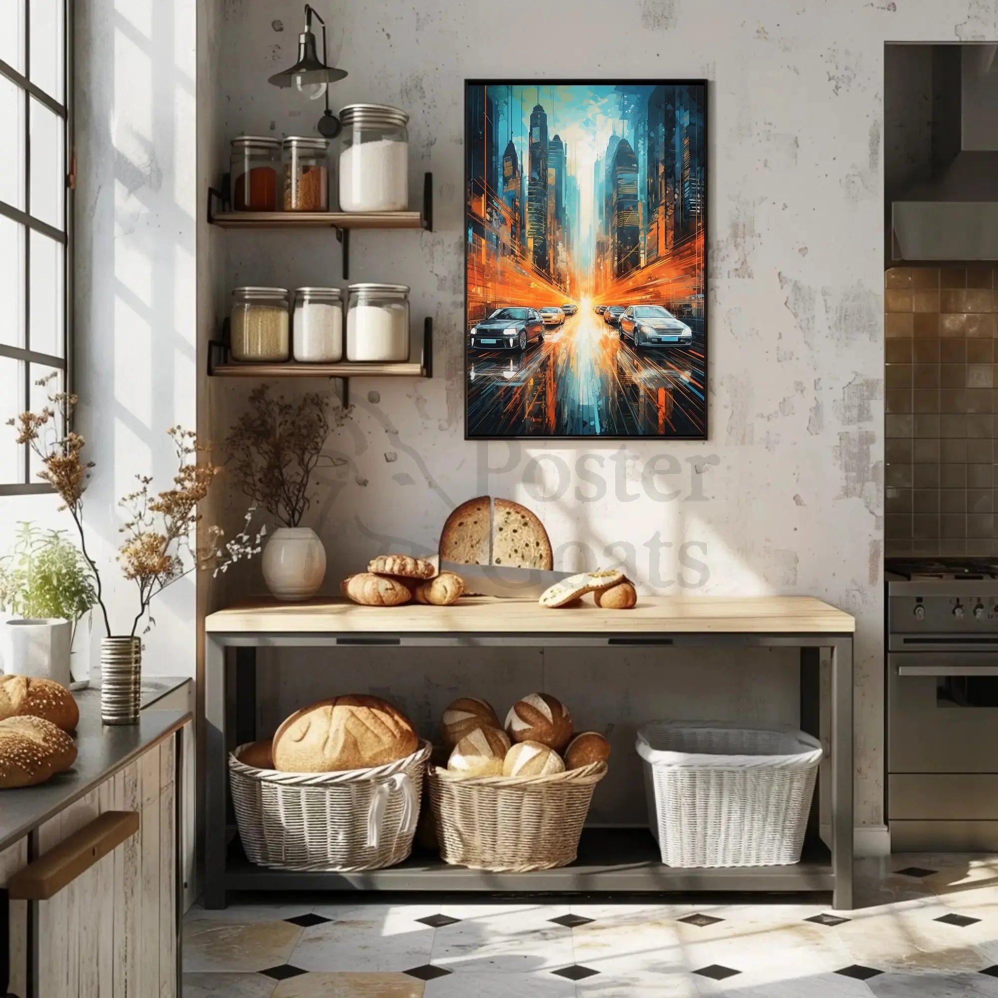 Futuristic Metropolis Vibrant Cityscape Art Sci-Fi Poster PosterGoat