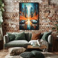 Futuristic Metropolis Vibrant Cityscape Art Sci-Fi Poster PosterGoat