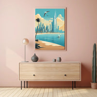 Futuristic Middle Eastern Coastal City Urban or Cityscape Poster PosterGoat
