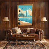 Futuristic Middle Eastern Coastal City Urban or Cityscape Poster PosterGoat