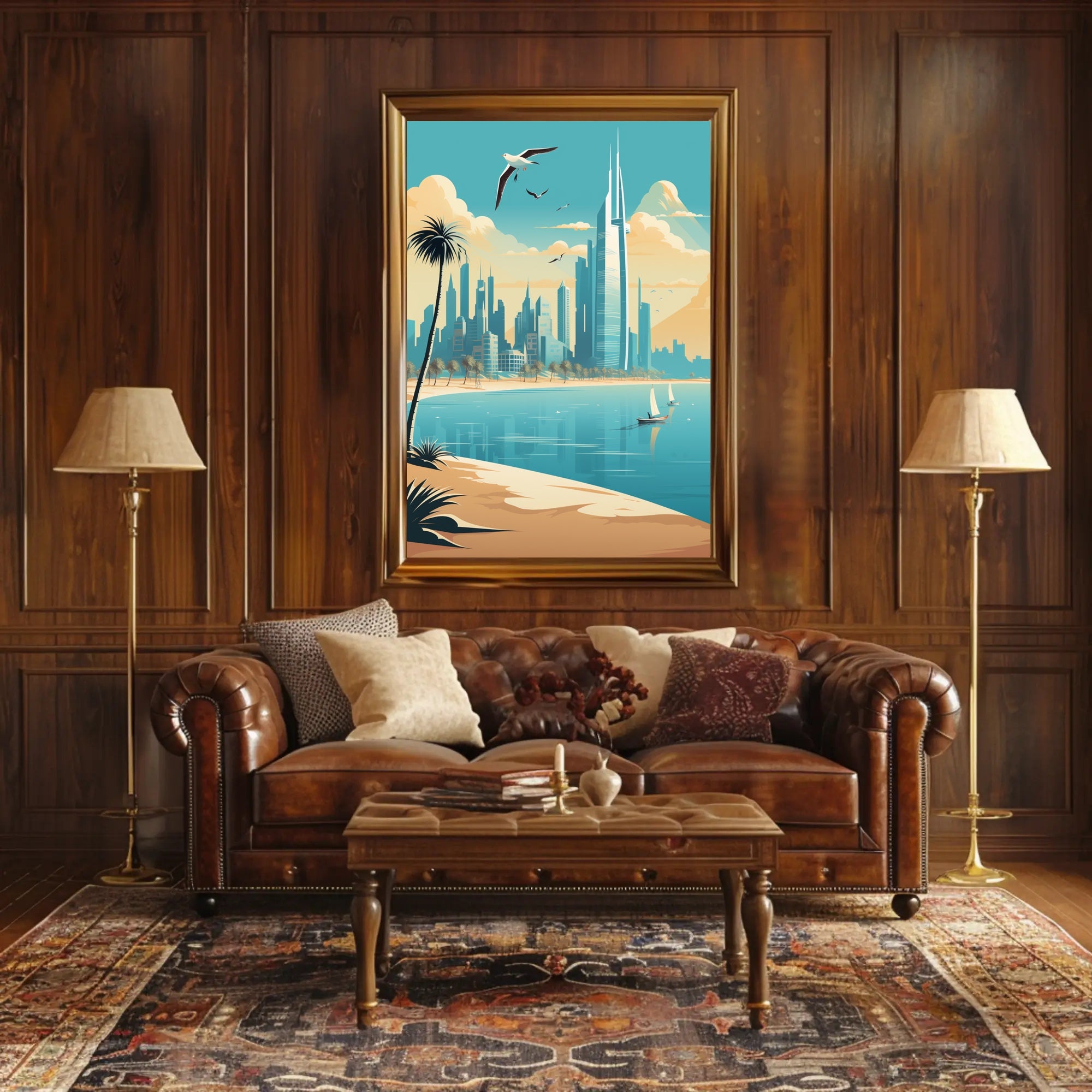 Futuristic Middle Eastern Coastal City Urban or Cityscape Poster PosterGoat