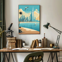 Futuristic Middle Eastern Coastal City Urban or Cityscape Poster PosterGoat