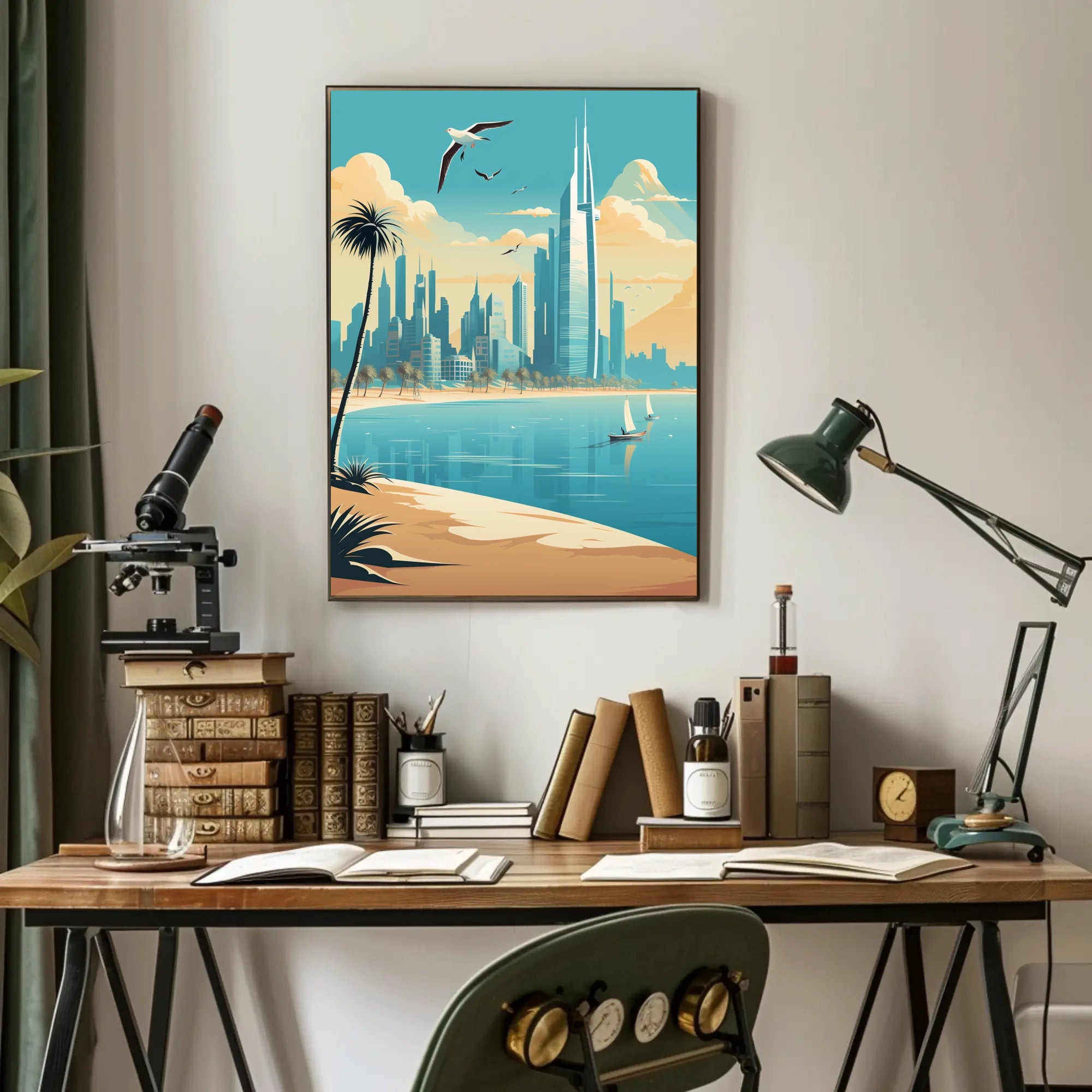 Futuristic Middle Eastern Coastal City Urban or Cityscape Poster PosterGoat