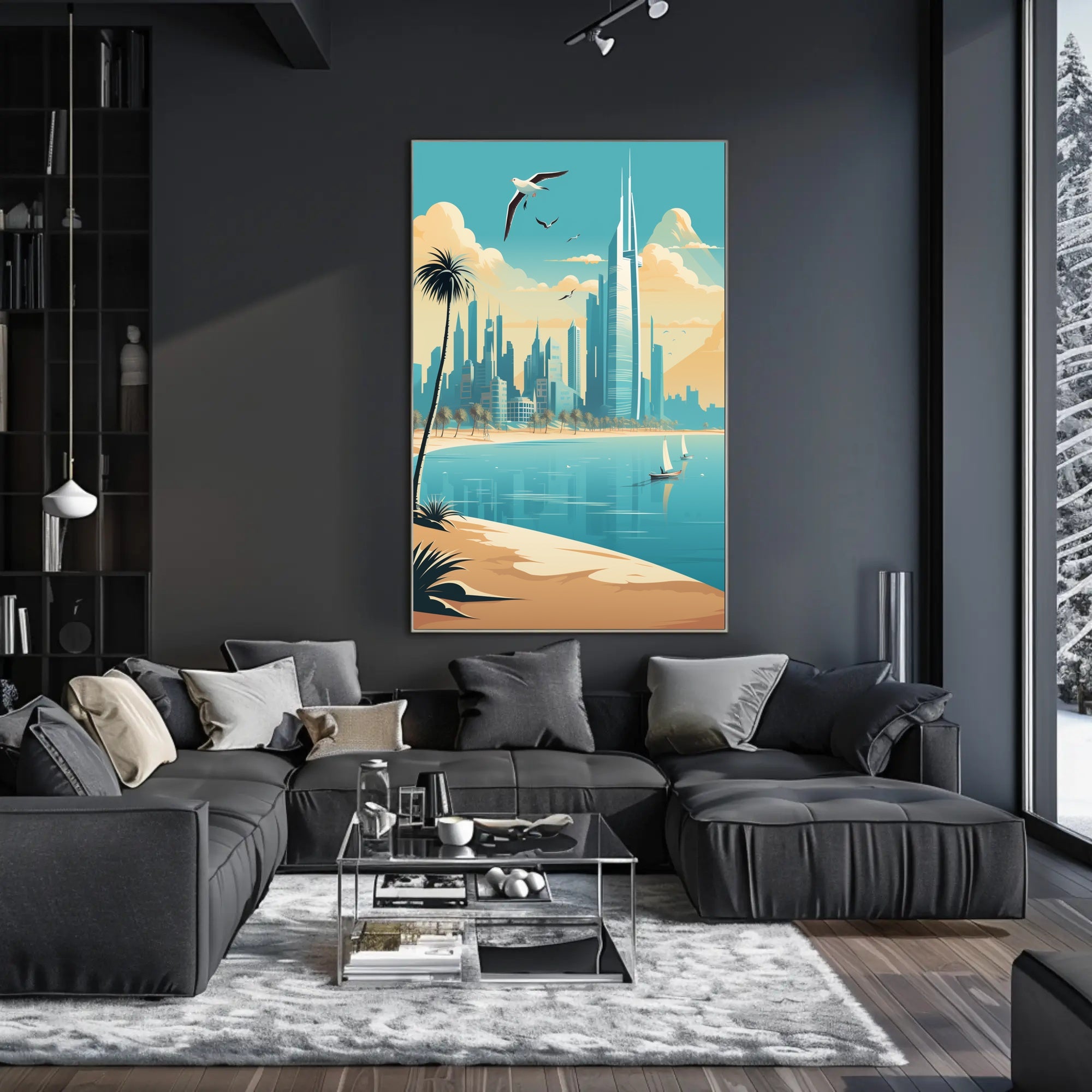 Futuristic Middle Eastern Coastal City Urban or Cityscape Poster PosterGoat