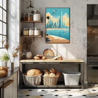 Futuristic Middle Eastern Coastal City Urban or Cityscape Poster PosterGoat