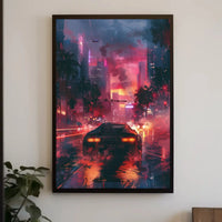 Futuristic Neon Cityscape Art Print: Sci-Fi Poster PosterGoat