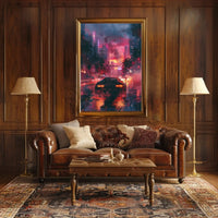 Futuristic Neon Cityscape Art Print: Sci-Fi Poster PosterGoat