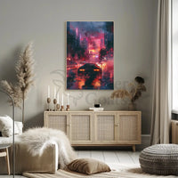 Futuristic Neon Cityscape Art Print: Sci-Fi Poster PosterGoat