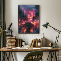 Futuristic Neon Cityscape Art Print: Sci-Fi Poster PosterGoat
