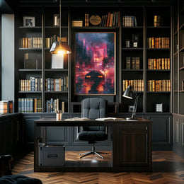 Futuristic Neon Cityscape Art Print: Sci-Fi Poster PosterGoat