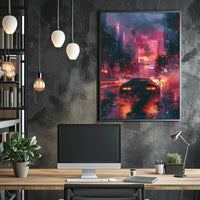Futuristic Neon Cityscape Art Print: Sci-Fi Poster PosterGoat