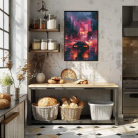 Futuristic Neon Cityscape Art Print: Sci-Fi Poster PosterGoat