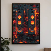 Futuristic Neon Speakers Sci-Fi Poster PosterGoat