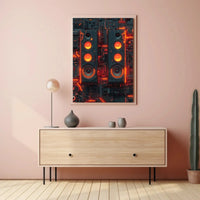 Futuristic Neon Speakers Sci-Fi Poster PosterGoat