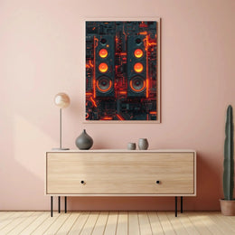 Futuristic Neon Speakers Sci-Fi Poster PosterGoat