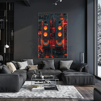 Futuristic Neon Speakers Sci-Fi Poster PosterGoat