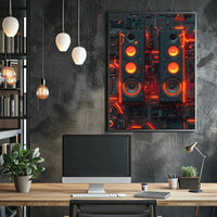 Futuristic Neon Speakers Sci-Fi Poster PosterGoat