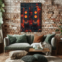Futuristic Neon Speakers Sci-Fi Poster PosterGoat