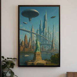 Futuristic New York City Vision Futuristic Sci-Fi Poster PosterGoat