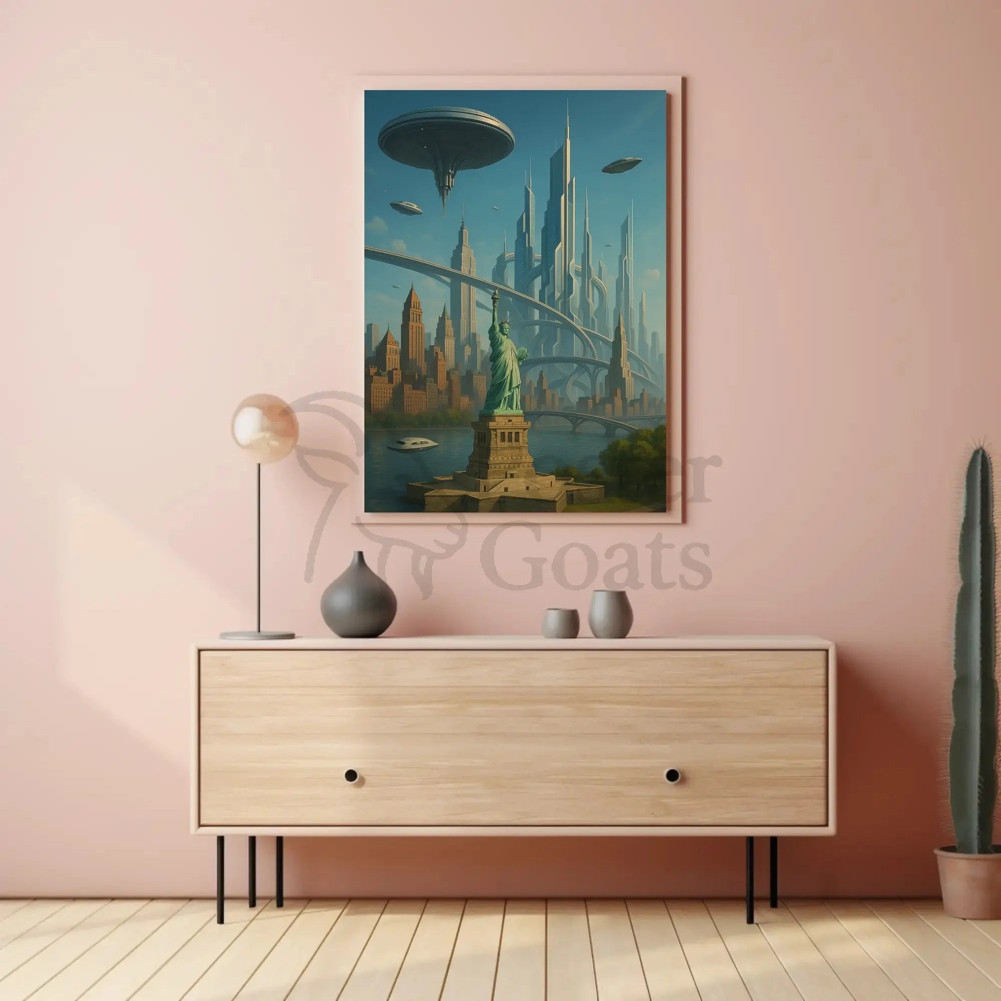 Futuristic New York City Vision Futuristic Sci-Fi Poster PosterGoat