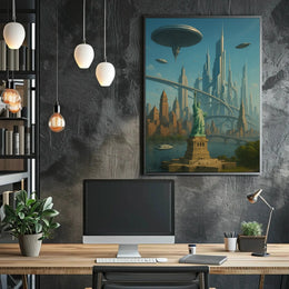 Futuristic New York City Vision Futuristic Sci-Fi Poster PosterGoat