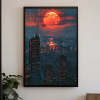Futuristic Nighttime Cityscape: Cyberpunk Aesthetic Sci-Fi Poster PosterGoat