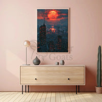 Futuristic Nighttime Cityscape: Cyberpunk Aesthetic Sci-Fi Poster PosterGoat