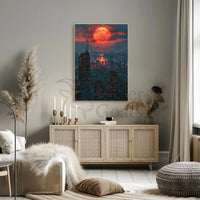 Futuristic Nighttime Cityscape: Cyberpunk Aesthetic Sci-Fi Poster PosterGoat