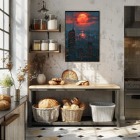 Futuristic Nighttime Cityscape: Cyberpunk Aesthetic Sci-Fi Poster PosterGoat