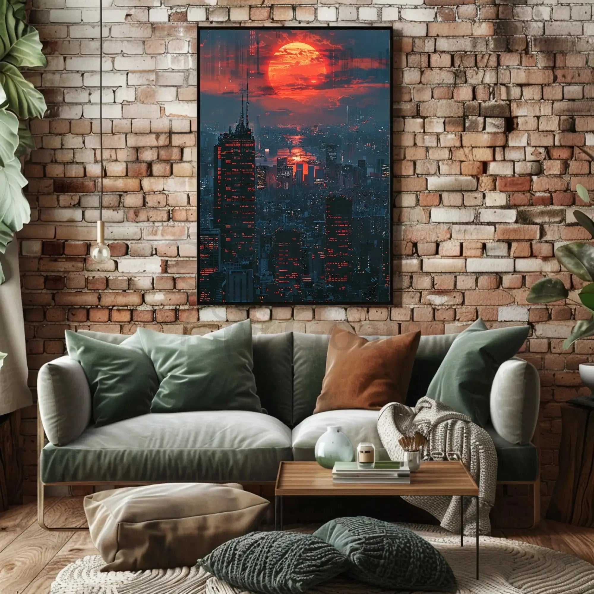 Futuristic Nighttime Cityscape: Cyberpunk Aesthetic Sci-Fi Poster PosterGoat