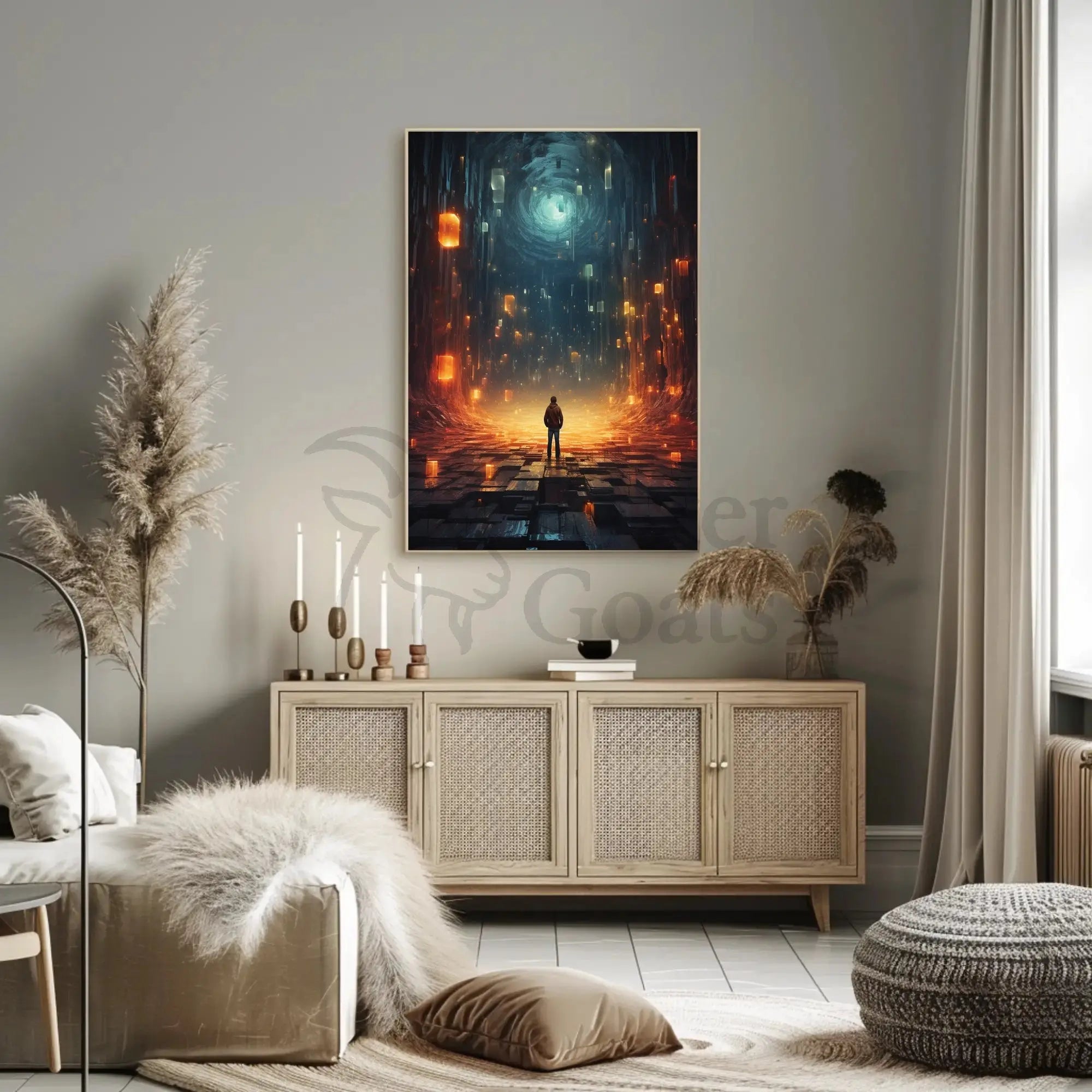 Futuristic Odyssey: Journey Beyond the Vortex Sci-Fi Poster PosterGoat