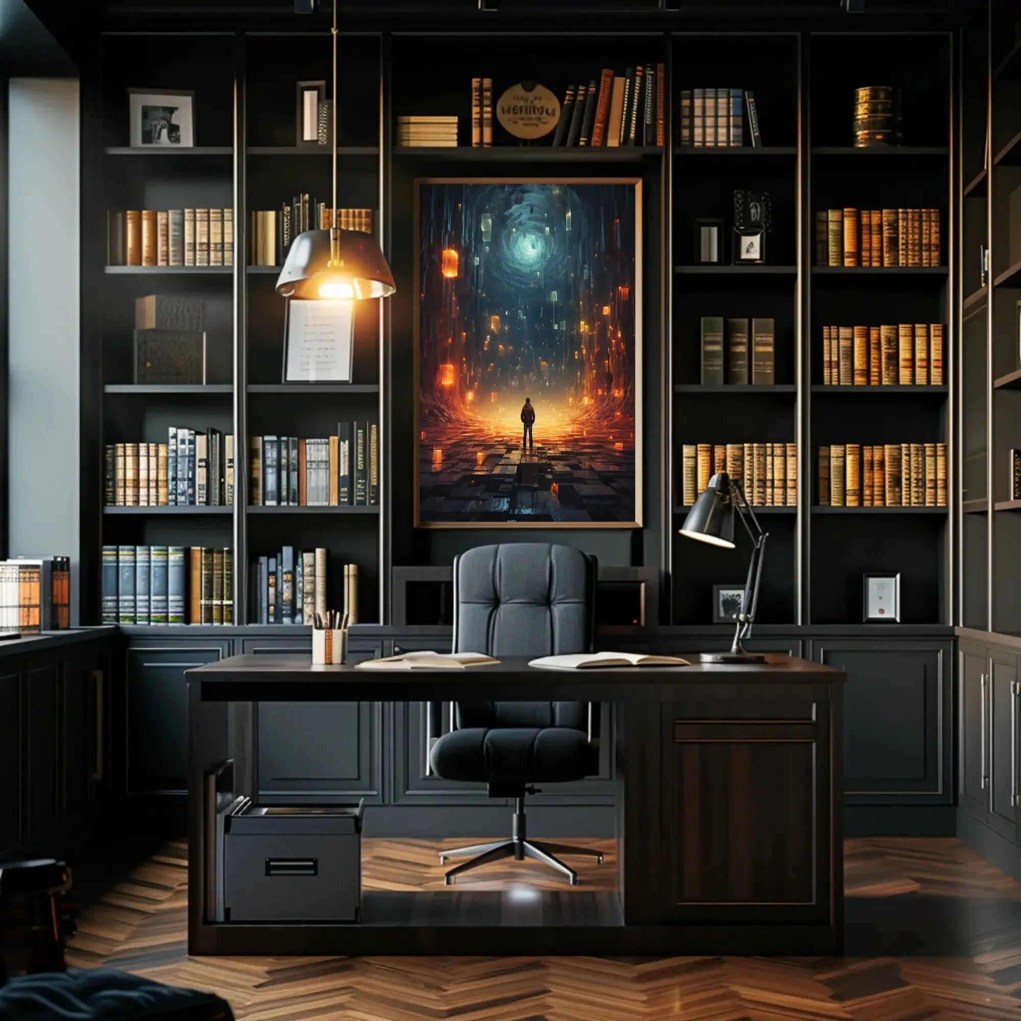 Futuristic Odyssey: Journey Beyond the Vortex Sci-Fi Poster PosterGoat