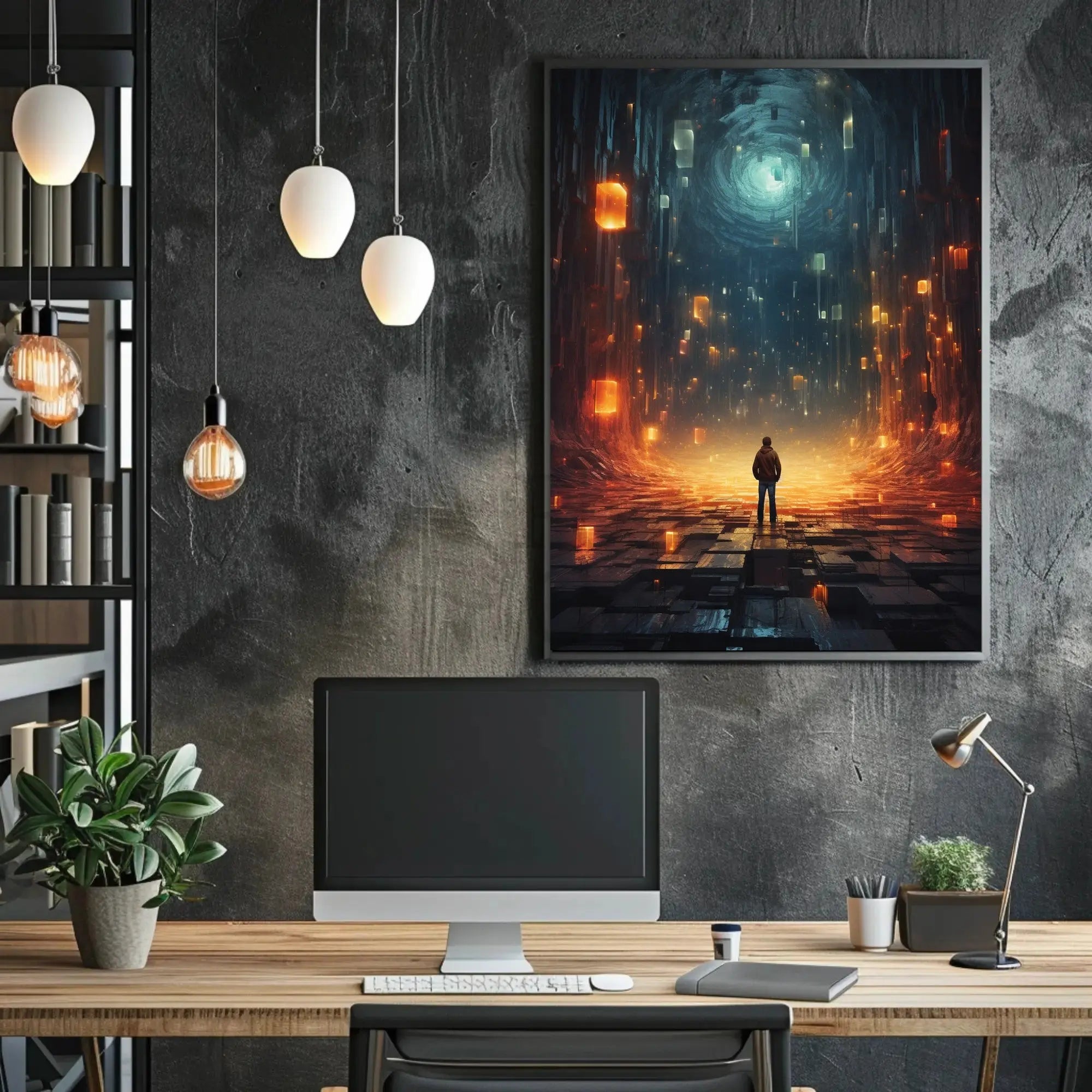 Futuristic Odyssey: Journey Beyond the Vortex Sci-Fi Poster PosterGoat