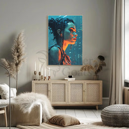 Futuristic Rainy Cityscape Cyberpunk Sci-Fi Poster PosterGoat