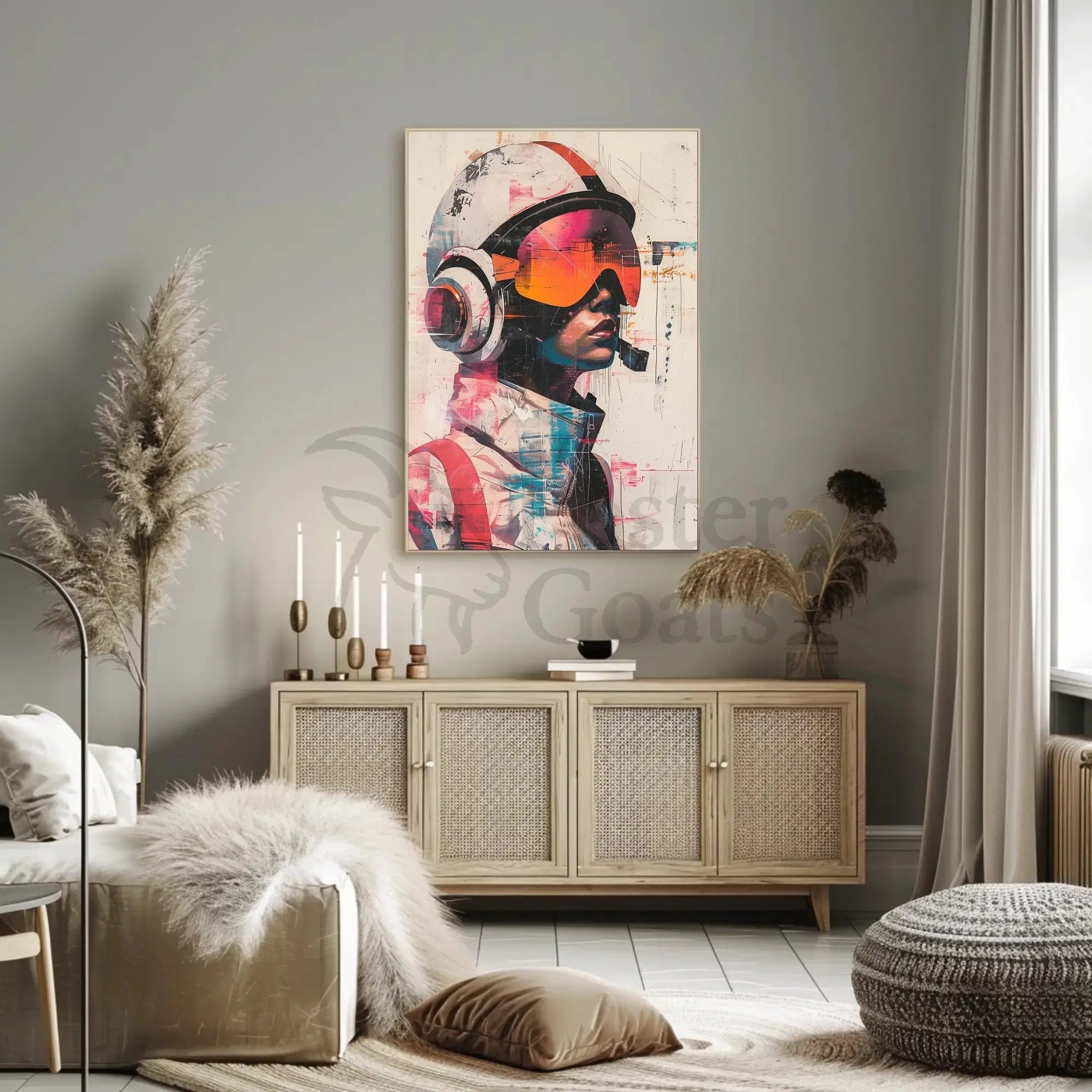 Futuristic Sci-Fi Character with Helmet Futuristic Sci-Fi Poster PosterGoat