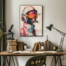 Futuristic Sci-Fi Character with Helmet Futuristic Sci-Fi Poster PosterGoat