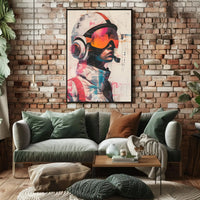 Futuristic Sci-Fi Character with Helmet Futuristic Sci-Fi Poster PosterGoat