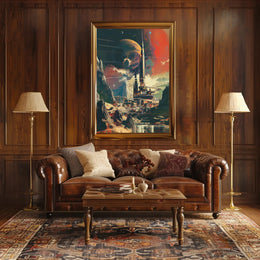Futuristic Sci-Fi Cityscape with Extraterrestrial Backdrop Futuristic Sci-Fi Poster PosterGoat