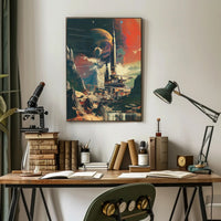 Futuristic Sci-Fi Cityscape with Extraterrestrial Backdrop Futuristic Sci-Fi Poster PosterGoat