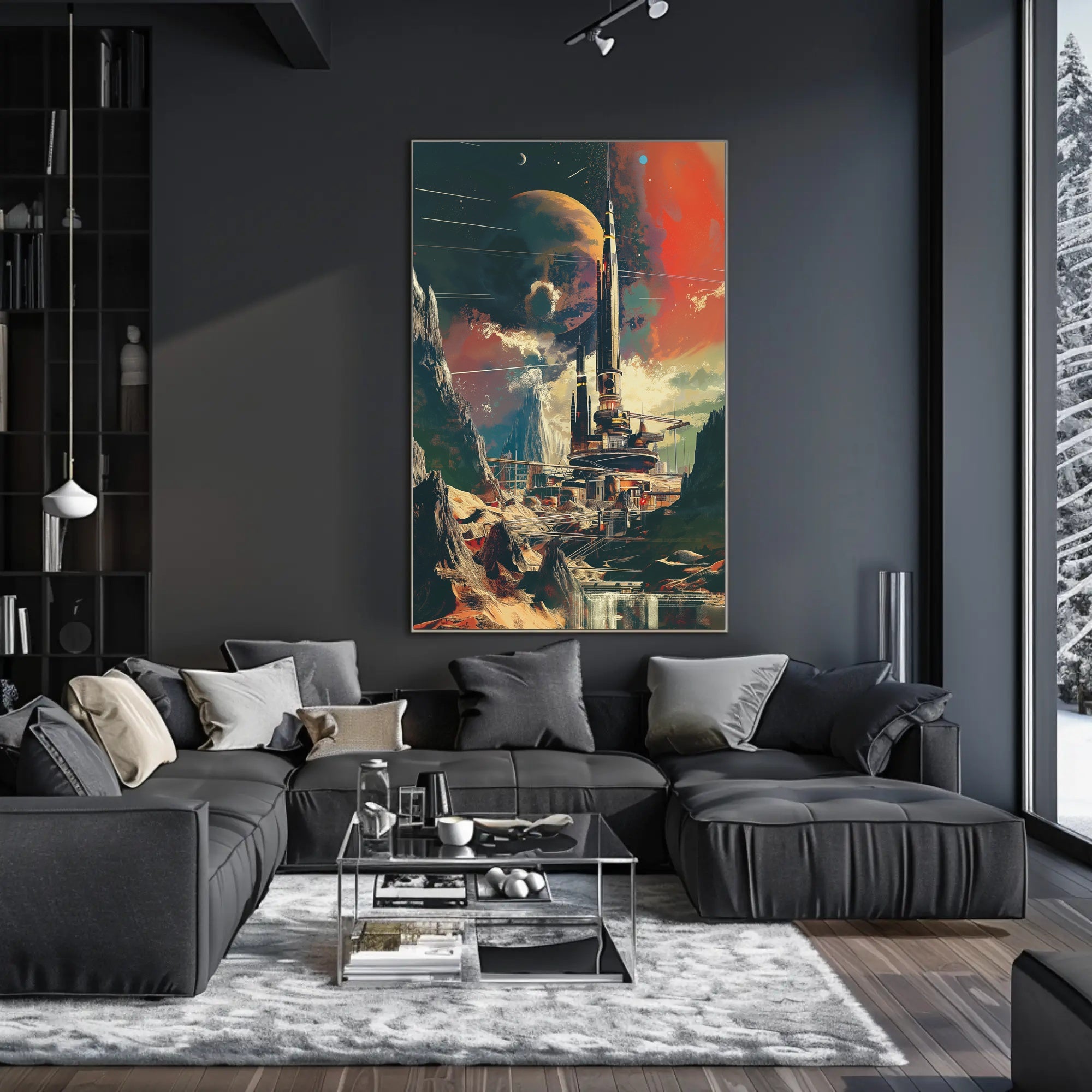 Futuristic Sci-Fi Cityscape with Extraterrestrial Backdrop Futuristic Sci-Fi Poster PosterGoat