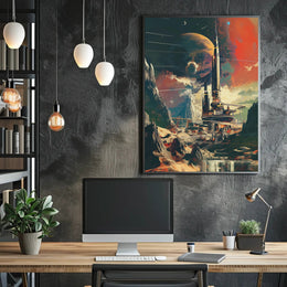 Futuristic Sci-Fi Cityscape with Extraterrestrial Backdrop Futuristic Sci-Fi Poster PosterGoat